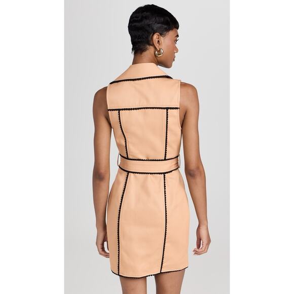 $475 L'agence hale trench mini dress Soft Camel 100% Cotton Size 6 - Picture 8 of 12
